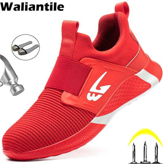 Waliantile Summer Steel Toe Safety Shoes – Breathable, Anti-Smash Work Sneakers for Men & Women