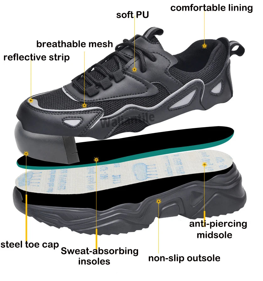 Waliantile Unisex Steel Toe Safety Sneakers – Indestructible, Puncture-Proof Industrial Work Boots