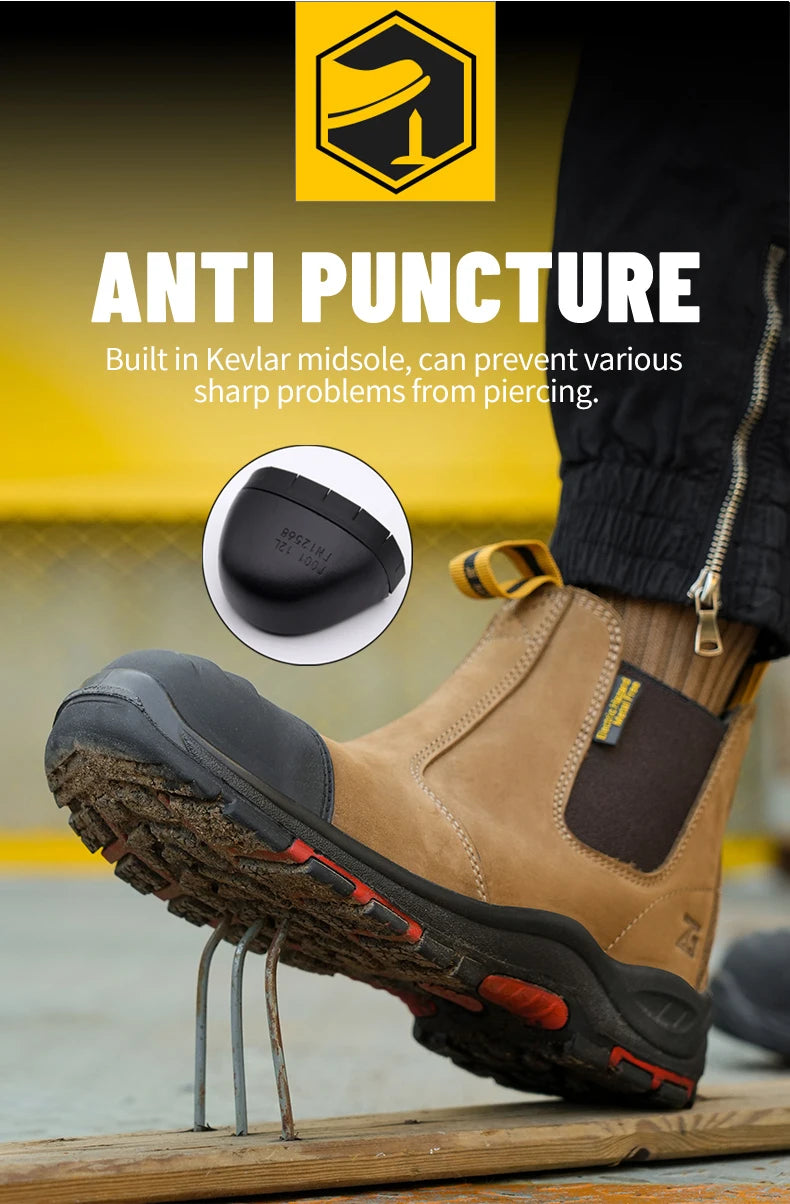 Genuine Leather Safety Boots – Anti-Smash, Anti-Puncture, Anti-Scalding Welders' Protective Chelsea Boots