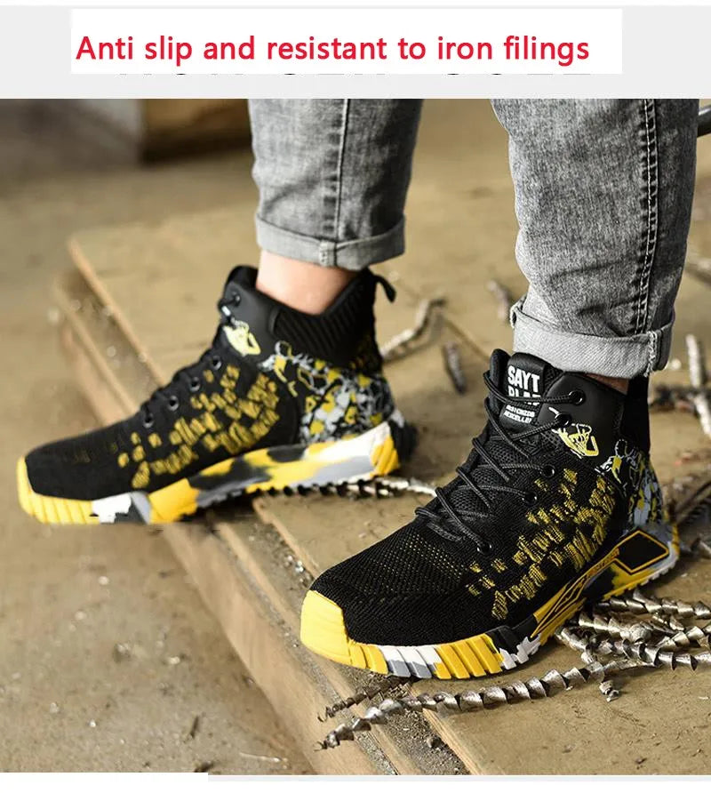 All-Season Steel Toe Safety Shoes – Breathable, Impact-Proof, Mid-Cut Work Sneakers