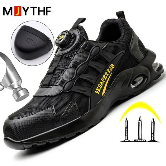 Steel Toe Safety Sneakers – Rotating Button, Indestructible, Puncture-Proof, Air Cushion