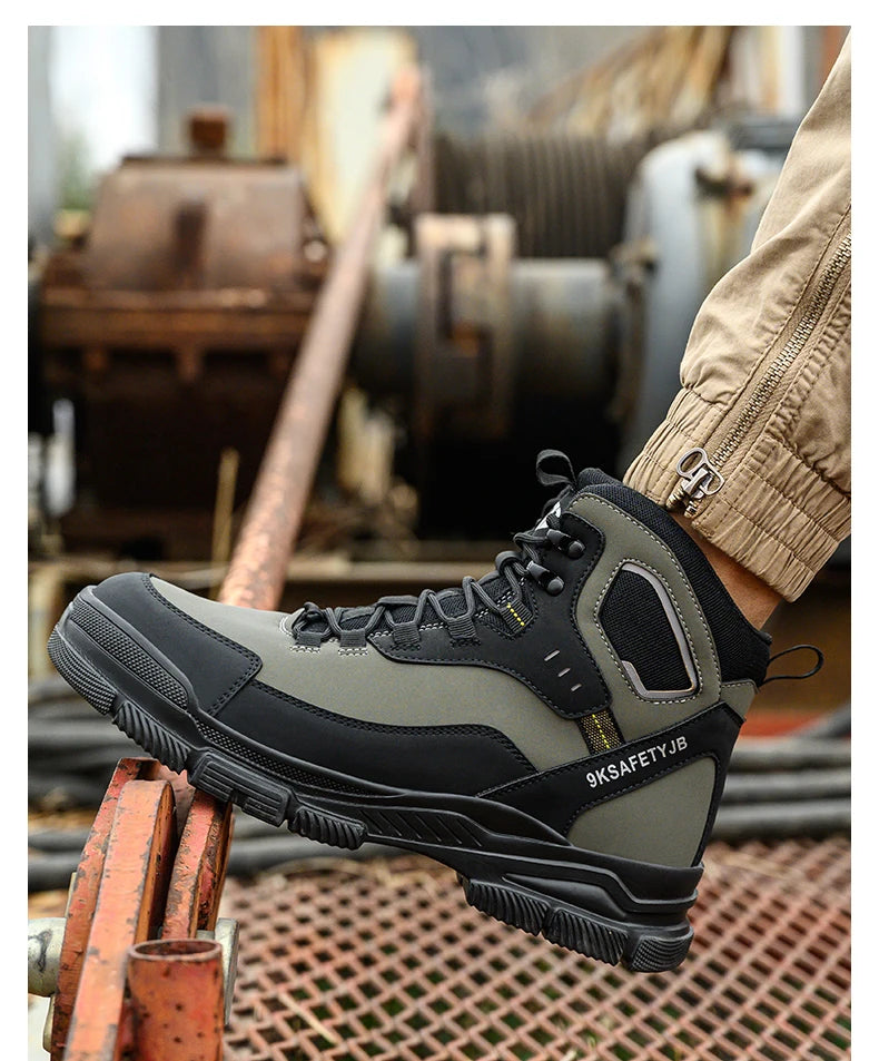 Steel Toe Work Safety Boots – Comfortable, High-Top Industrial Military-Style Sneakers