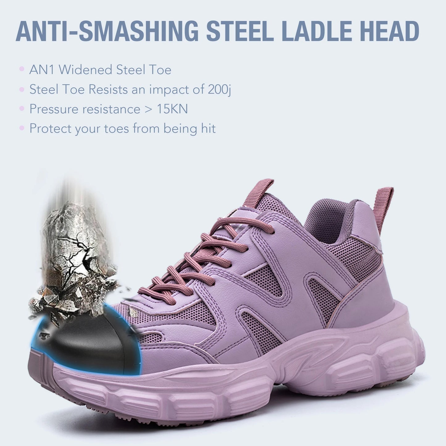 Lightweight Steel Toe Work Shoes – Breathable, Anti-Smash, Anti-Skid Mesh Safety Sneakers