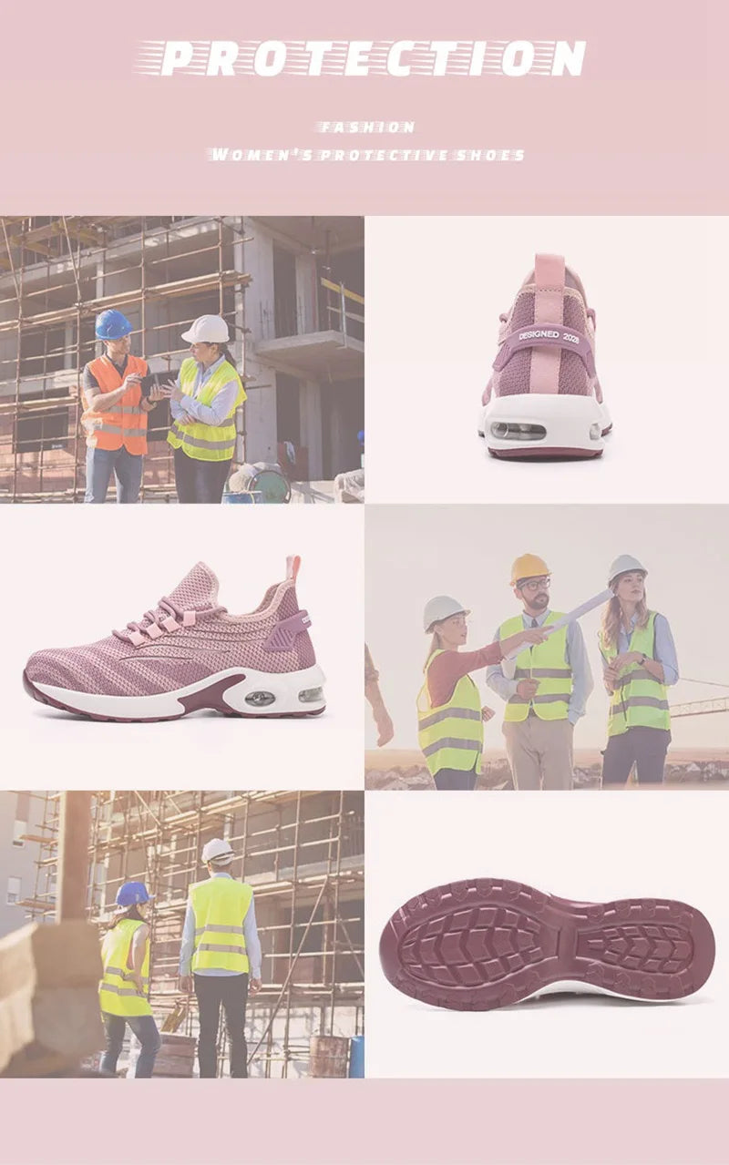 Lightweight Steel Toe Work Shoes – Breathable, Anti-Smash, Anti-Skid Mesh Safety Sneakers