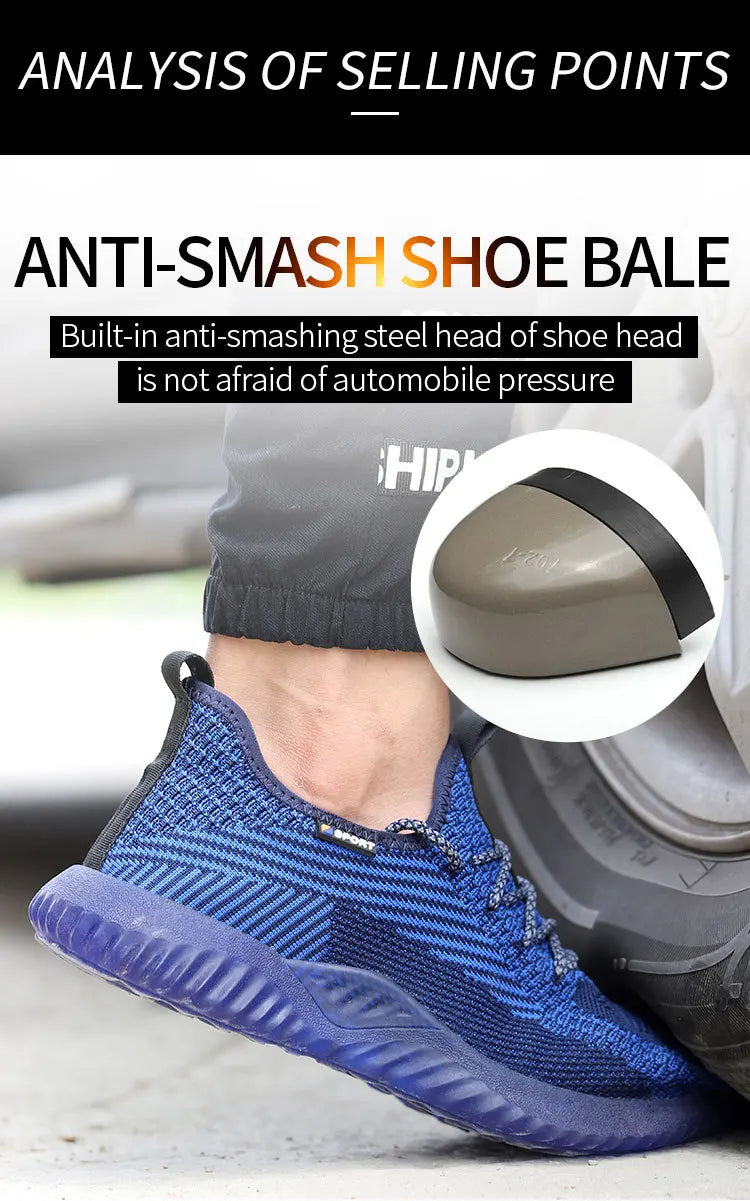 Breathable Steel Toe Work Boots – Puncture-Proof, Indestructible, Lightweight Safety Sneakers