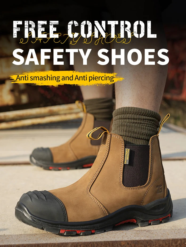 Genuine Leather Safety Boots – Anti-Smash, Anti-Puncture, Anti-Scalding Welders' Protective Chelsea Boots