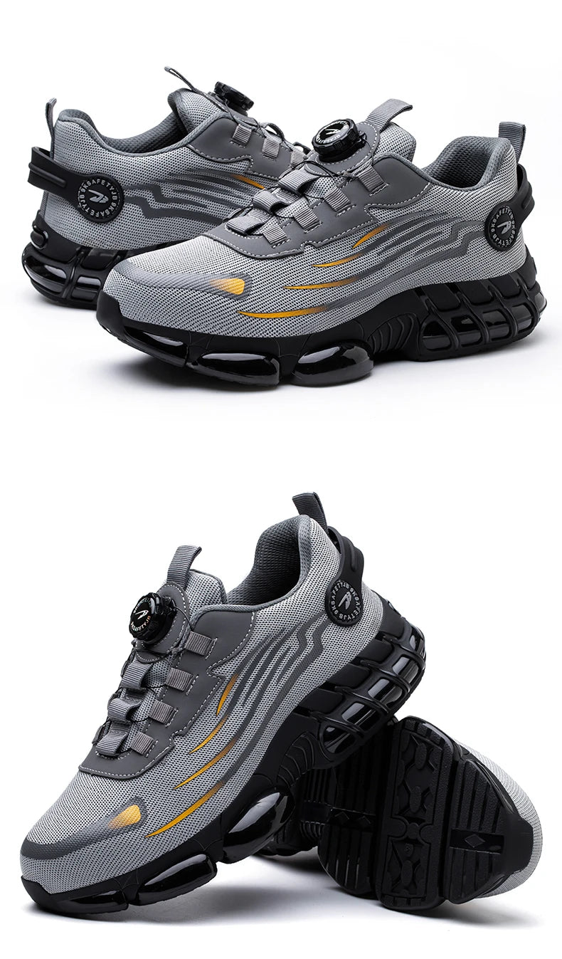 Rotary Button Steel Toe Work Shoes – Anti-Slip, Puncture-Proof, Indestructible Sneakers