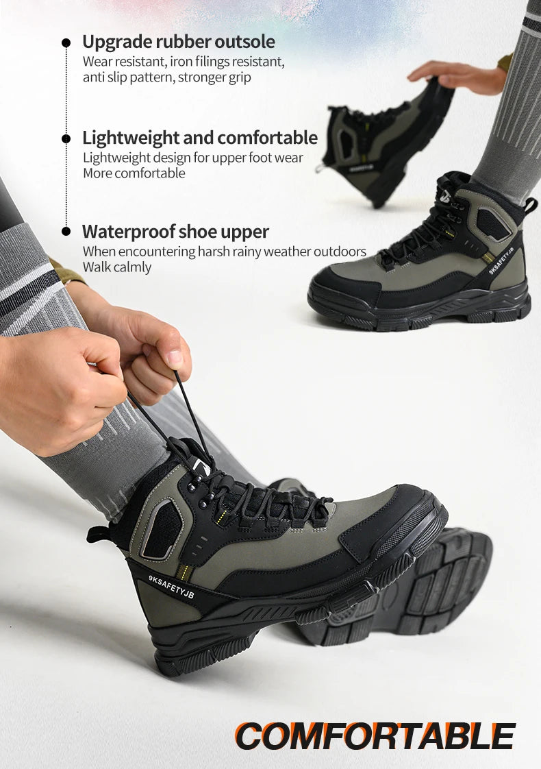 Steel Toe Work Safety Boots – Comfortable, High-Top Industrial Military-Style Sneakers