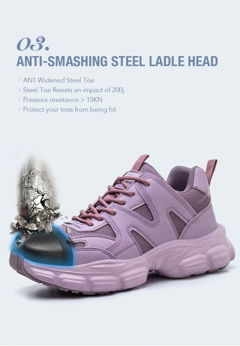 Lightweight Steel Toe Work Shoes – Breathable, Anti-Smash, Anti-Skid Mesh Safety Sneakers