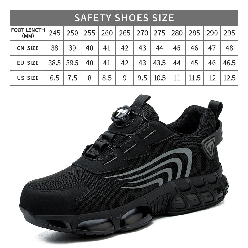 Rotary Button Safety Shoes – Anti-Impact, Anti-Piercing, Fashionable Work Sneakers