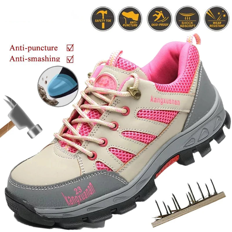 Lightweight Steel Toe Work Shoes – Breathable, Anti-Smash, Anti-Skid Mesh Safety Sneakers