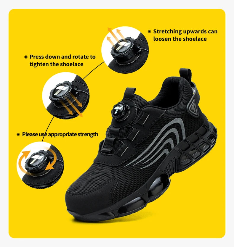 Rotary Button Safety Shoes – Anti-Impact, Anti-Piercing, Fashionable Work Sneakers