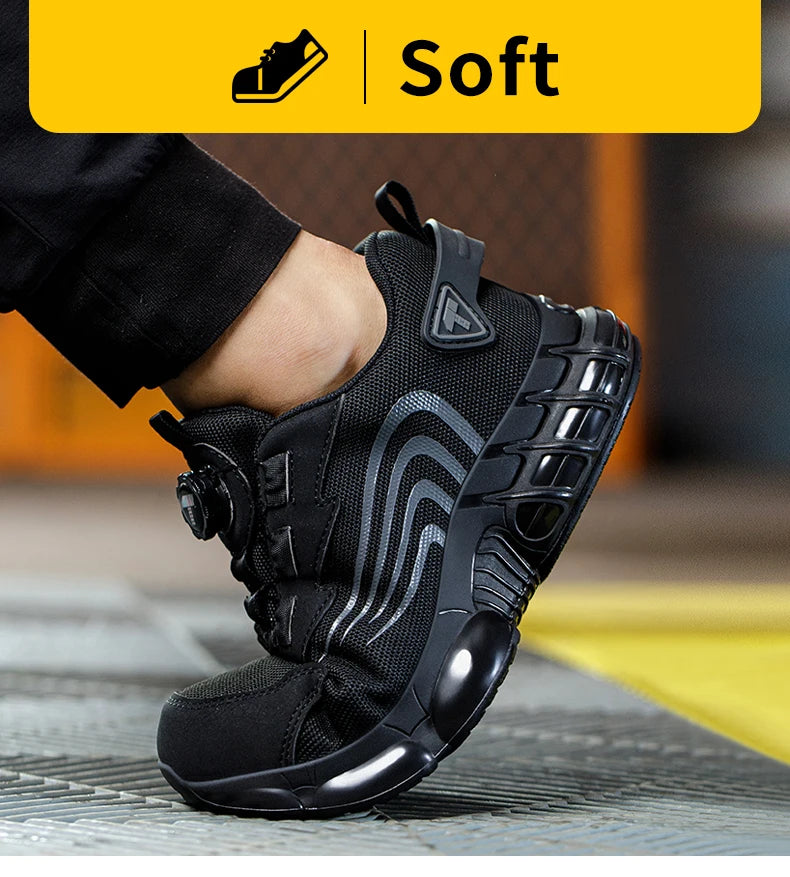 Rotary Button Safety Shoes – Anti-Impact, Anti-Piercing, Fashionable Work Sneakers