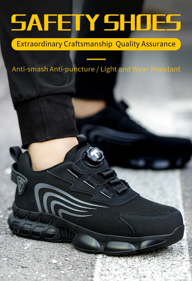 Rotary Button Safety Shoes – Anti-Impact, Anti-Piercing, Fashionable Work Sneakers